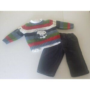 Boys 3 Piece Snoopy Outfit Size 12 Months Corduroy Pants Sweater